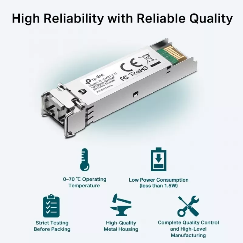 TP-Link SFP 1000BASE-SX LC MiniGBIC Mm, šviesolaidinis modulis, 1250 Mbit/s, mini-GBIC/SFP, LC (UPC), 50/125, 62,5/125 µm, 550 m