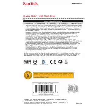 WESTERN DIGITAL SanDisk Cruzer Glide 64GB USB atmintukas - USB 2.0