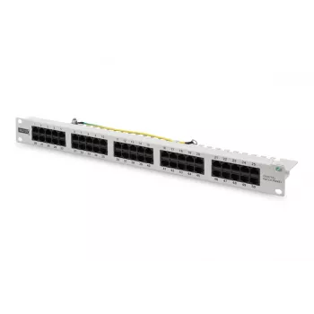 DIGITUS CAT 3 ISDN skirstomasis skydas, neekranuotas, 50 prievadų RJ45, 8P4C, LSA, 1U, montuojamas į stelažą, spalva pilka RAL 7035