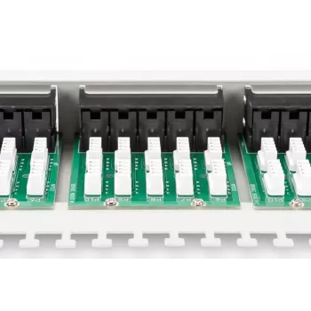 DIGITUS CAT 3 ISDN skirstomasis skydas, neekranuotas, 50 prievadų RJ45, 8P4C, LSA, 1U, montuojamas į stelažą, spalva pilka RAL 7035