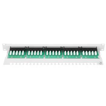 DIGITUS CAT 3 ISDN Patch Panel, neekranuotas, 25 prievadų RJ45, 8P4C, LSA, 1U, montavimui į stovą, spalva pilka RAL 7035