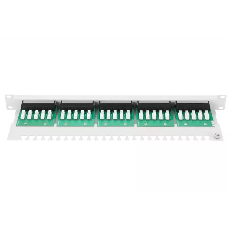DIGITUS CAT 3 ISDN Patch Panel, neekranuotas, 25 prievadų RJ45, 8P4C, LSA, 1U, montavimui į stovą, spalva pilka RAL 7035