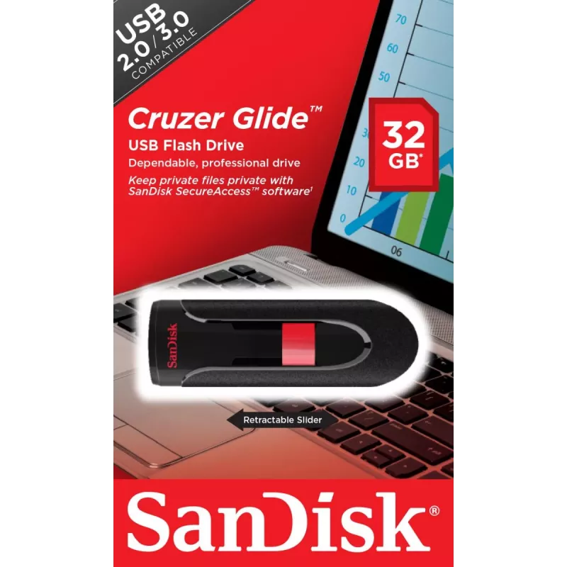 WESTERN DIGITAL SanDisk Cruzer Glide 32GB USB atmintukas – USB 2.0