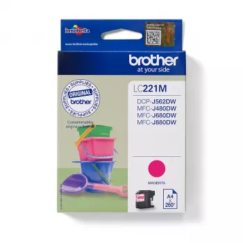 Brother LC221M rašalo kasetė, purpurinė, 260 psl.