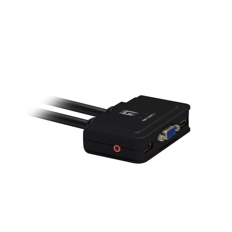 LevelOne KVM-0223 2 prievadų USB VGA KVM jungiklis su garso palaikymu, 2048 x 1536 pikseliai, juodas