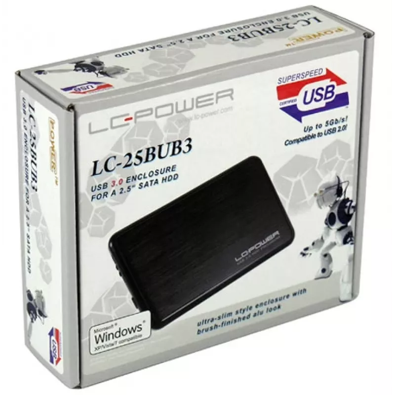 LC-Power LC-25BUB3 išorinis korpusas 2.5 inch SATA diskui, USB 3.0, aliuminis