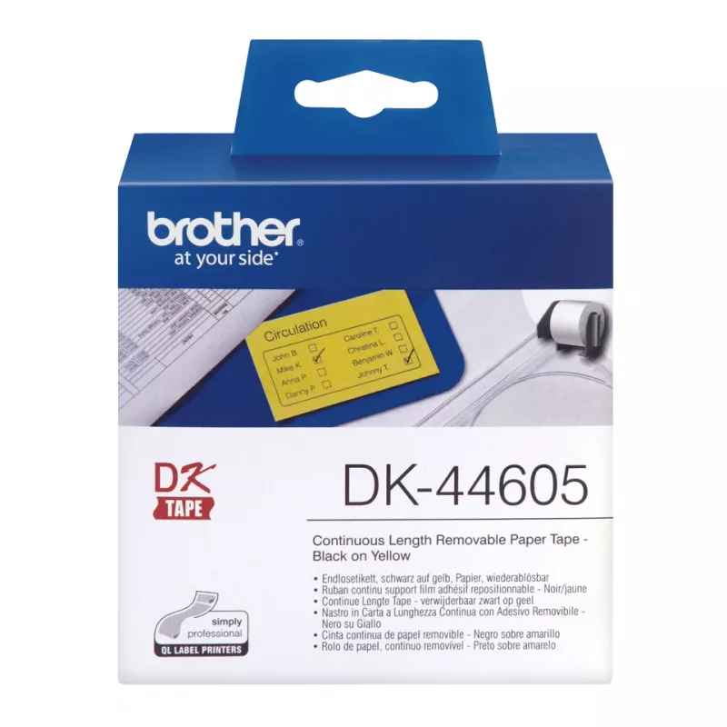 Brother DK-44605 etikečių ritinys geltonas 62 mm x 30,48 m