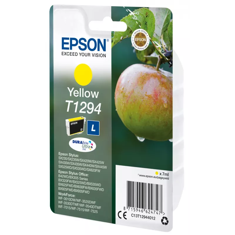 Epson Apple Singlepack Yellow T1294 DURABrite Ultra rašalas, geltonas, pigmentinis, 7 ml, 1 vnt., 616 puslapių