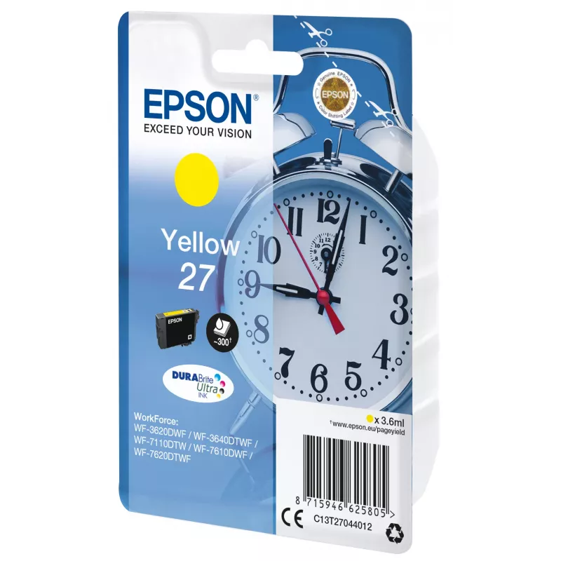 Epson DURABrite Ultra rašalo kasetė, geltona, 27, vienkartinė