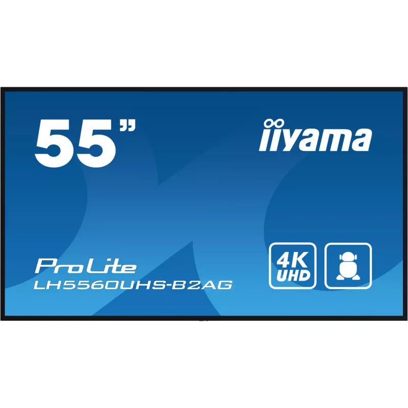 iiyama LH5560UHS-B2AG Skaitmeninės reklamos ekranas 138,7 cm (54,6 col.) LED Wi-Fi 500 cd/m² 4K Ultra HD Juodas Įmontuotas procesorius Android 11 24/7