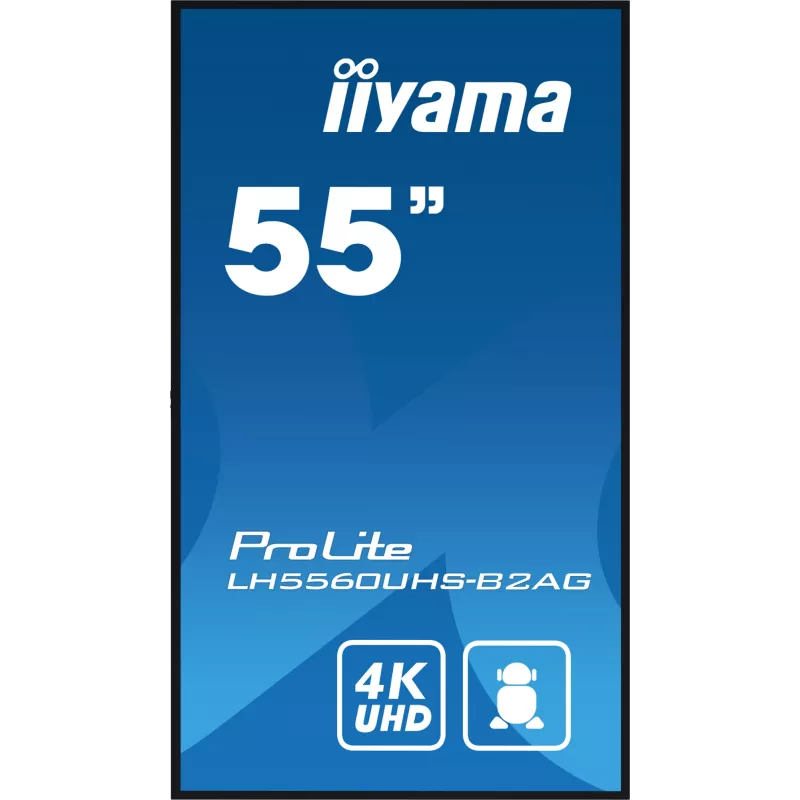 iiyama LH5560UHS-B2AG Skaitmeninės reklamos ekranas 138,7 cm (54,6 col.) LED Wi-Fi 500 cd/m² 4K Ultra HD Juodas Įmontuotas procesorius Android 11 24/7
