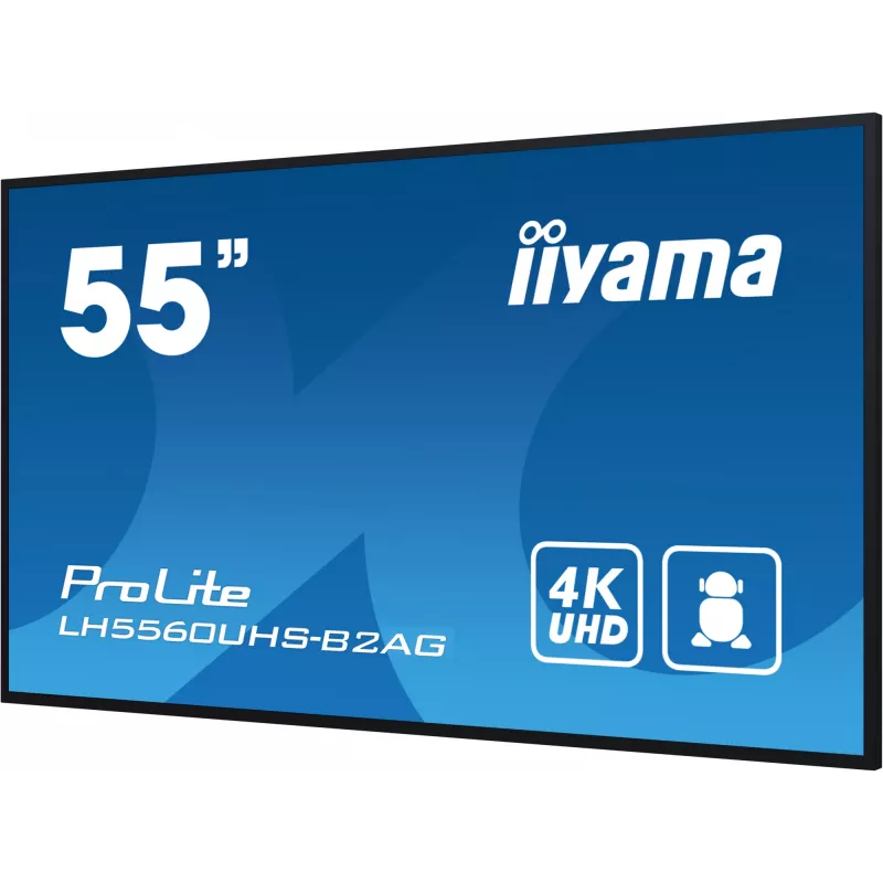 iiyama LH5560UHS-B2AG Skaitmeninės reklamos ekranas 138,7 cm (54,6 col.) LED Wi-Fi 500 cd/m² 4K Ultra HD Juodas Įmontuotas procesorius Android 11 24/7