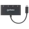Manhattan HB30C4AB USB-C dokų stotelė / USB 3.2 Gen1 4 prievadų USB-A šakotuvas, juodas