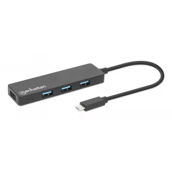 Manhattan USB-C dokas / USB 3.2 Gen1 4 prievadų USB-A skirstytuvas, 5 Gbps, maitinamas iš USB (HB30CM4AB)