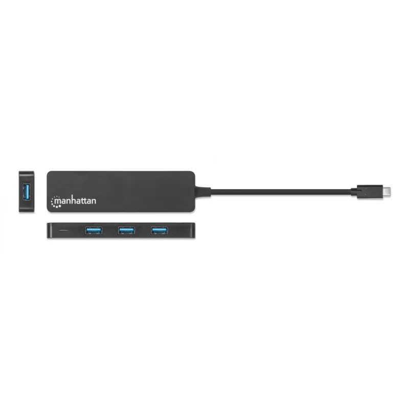 Manhattan USB-C dokas / USB 3.2 Gen1 4 prievadų USB-A skirstytuvas, 5 Gbps, maitinamas iš USB (HB30CM4AB)