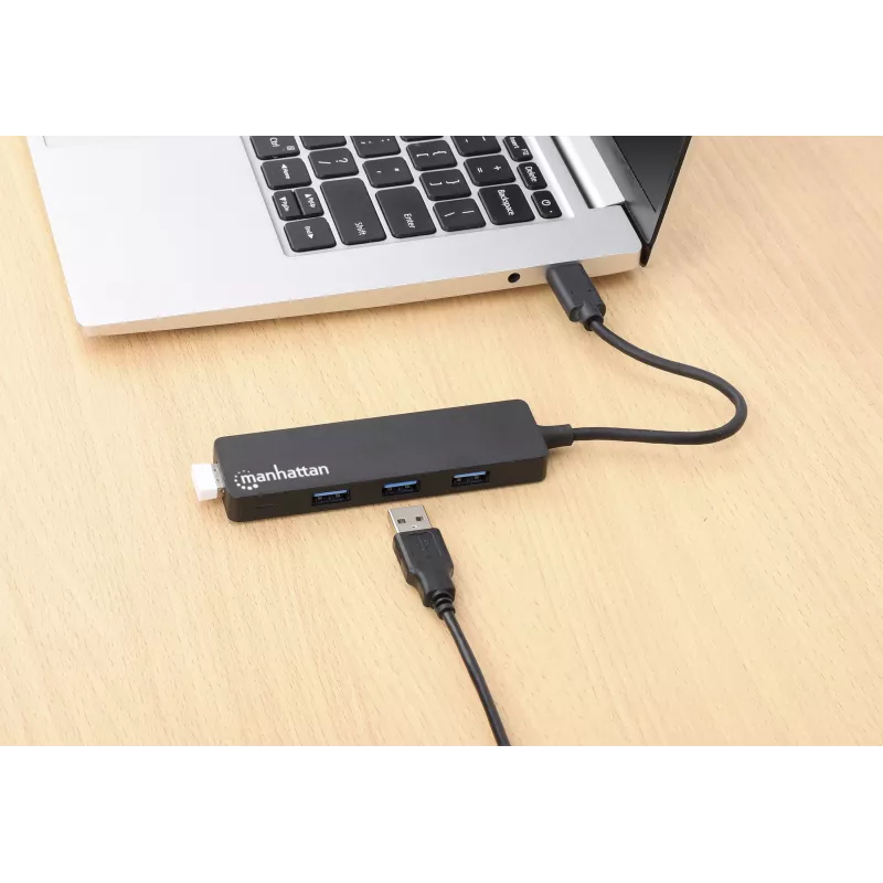 Manhattan USB-C dokas / USB 3.2 Gen1 4 prievadų USB-A skirstytuvas, 5 Gbps, maitinamas iš USB (HB30CM4AB)