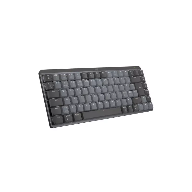 LOGITECH MX Mechanical Mini Minimalistinis belaidis apšviestas klaviatūra - grafitas, lietimui tylūs žemi profilio mechaniniai jungikliai, QWERTY danų/norvegų/švedų/suomių