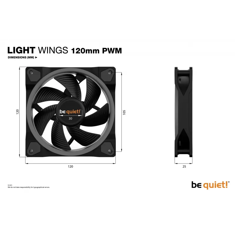 be quiet! Light Wings 120mm ARGB PWM ventiliatorius juodas 3 vnt. pakuotė