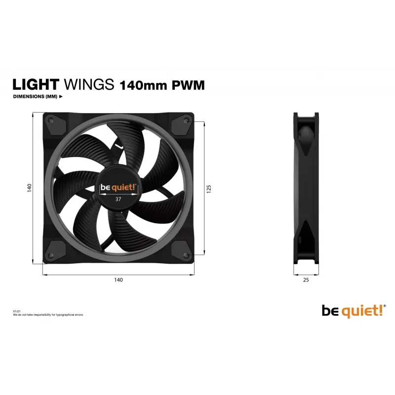 be quiet! Light Wings 140mm ARGB PWM ventiliatorius juodas 3 vnt. pakuotė