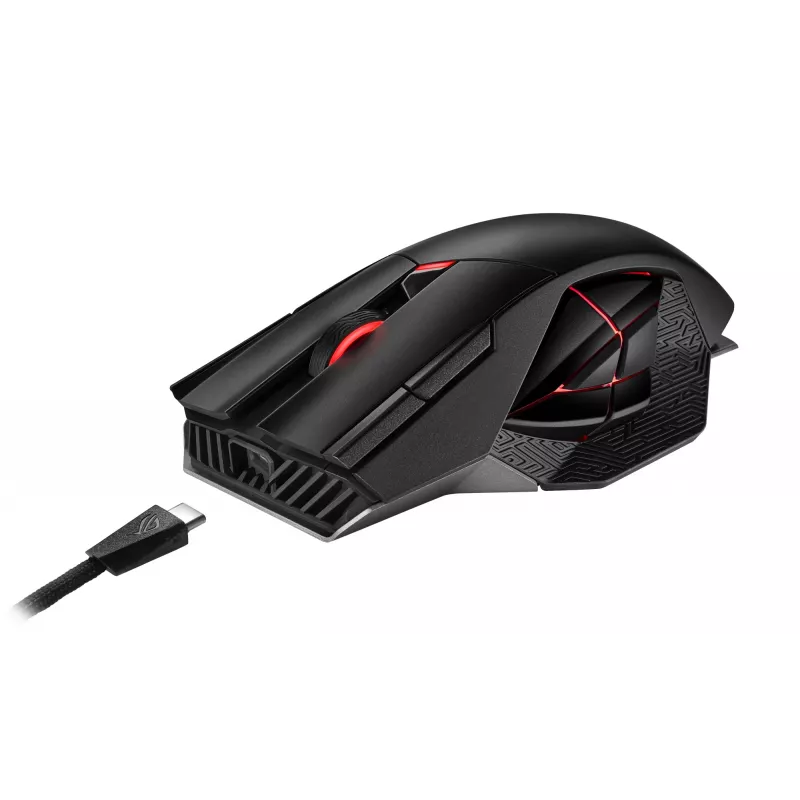 Pelinė ASUS ROG Spatha X, belaidė, dešinei rankai, RF 2.4 GHz + USB-C, optinė, 19000 DPI