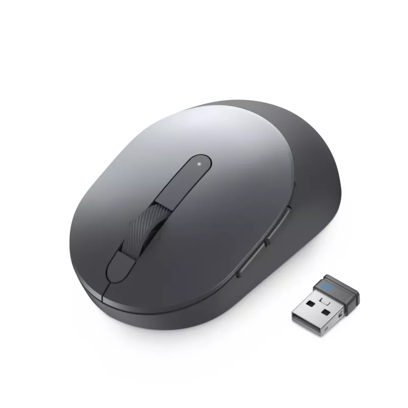 DELL Pro Plus Compact Mouse - MS5120W - Titan Gray, ambidextrinė, optinė, RF belaidis + Bluetooth, 1600 DPI, pilka, titano