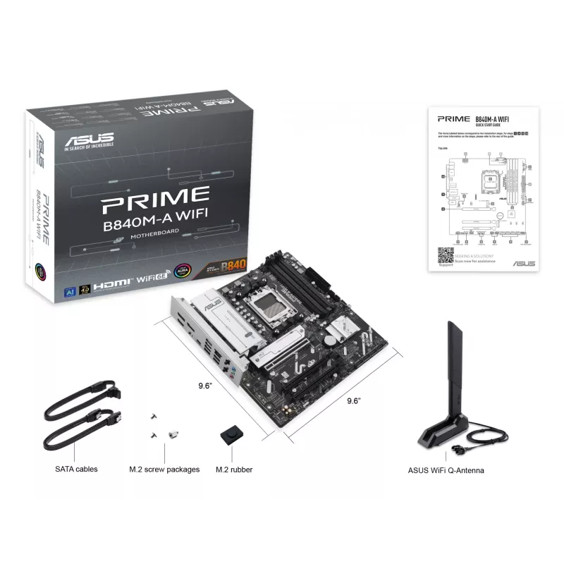 Motininė plokštė ASUS PRIME B840M-A WIFI AMD B840 lizdas AM5 micro ATX