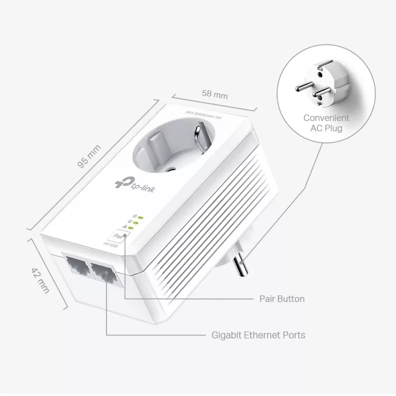 TP-Link TL-PA7027P KIT PowerLine adapteris 1000 Mbit/s Ethernet LAN baltas 2 vnt.