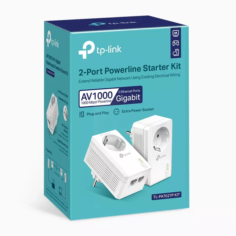 TP-Link TL-PA7027P KIT PowerLine adapteris 1000 Mbit/s Ethernet LAN baltas 2 vnt.