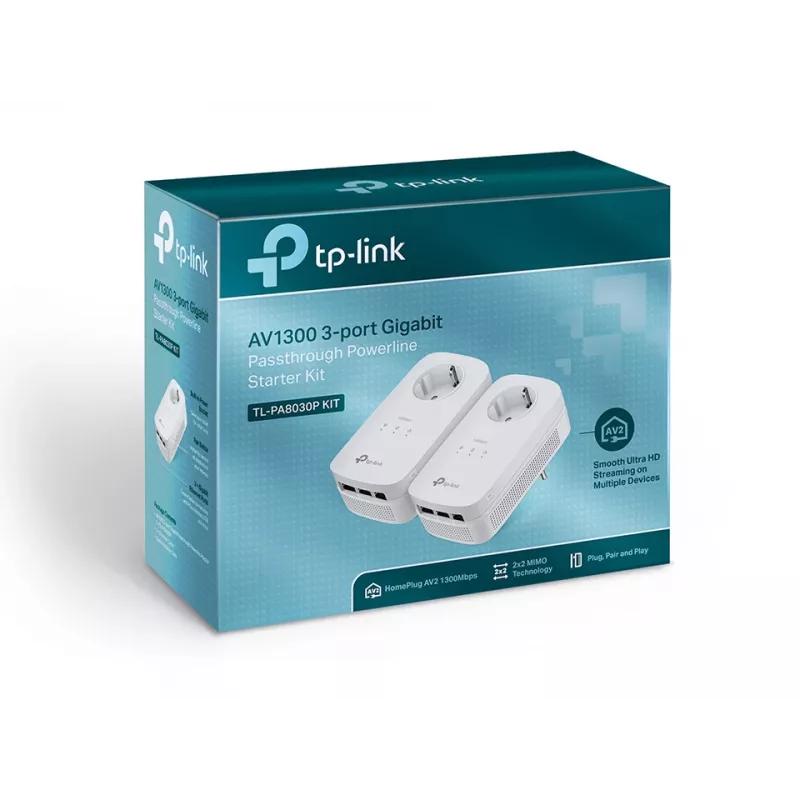 TP-Link TL-PA8030P KIT PowerLine adapteris 1200 Mbit/s Gigabit Ethernet 3 prievadai baltas 2 vnt.
