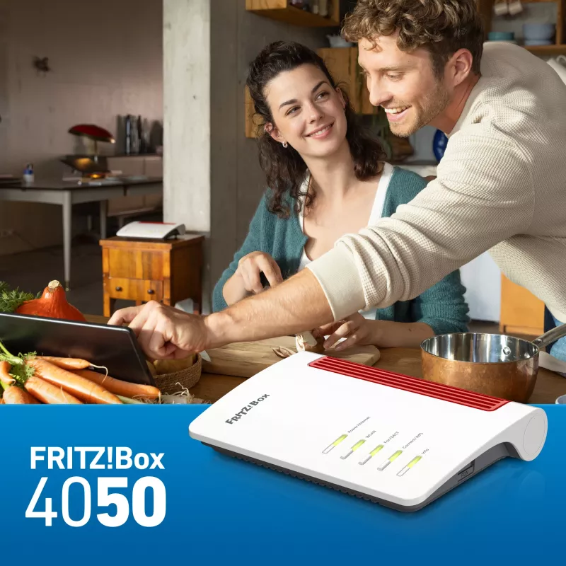 FRITZ!Box 4050 belaidis maršrutizatorius Gigabit Ethernet dviejų juostų (2,4 GHz / 5 GHz) juoda, balta