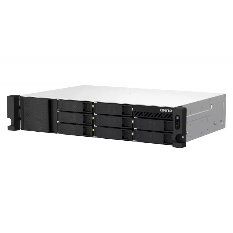 QNAP TS-873AeU-RP NAS stovas (2U) Ryzen Embedded V1500B 4 GB DDR4 0 TB QuTS hero juoda