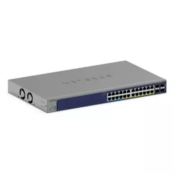 Valdomas Gigabit PoE jungiklis Netgear GS728TXUP — 24 × 10/100/1000 RJ-45, 128 Gbit/s, 1U, montuojamas į stelažą