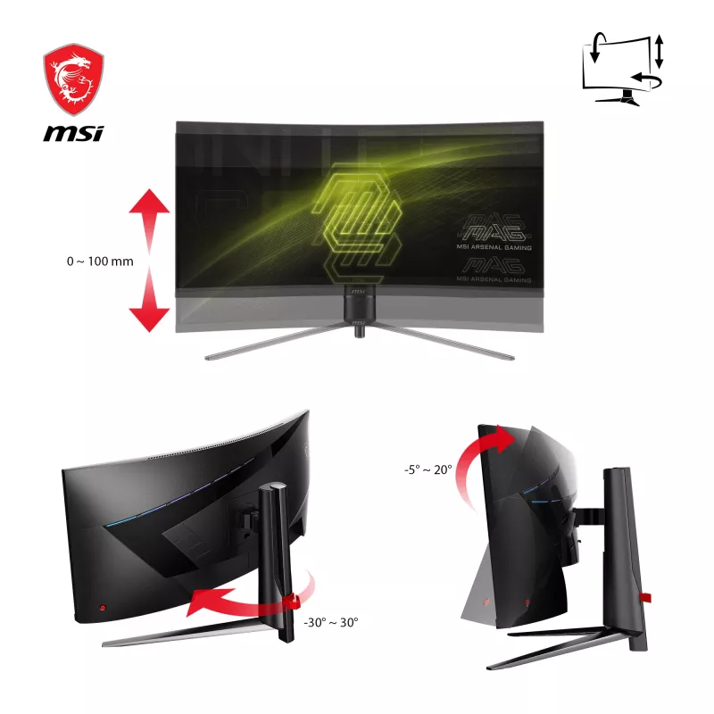Monitorius MSI MAG 345CQRDE 86,4 cm (34 colių) 3440 x 1440 pikselių UltraWide Dual Quad HD juodas
