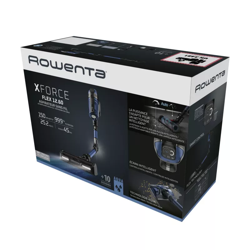 Rowenta RH98C0 2-in-1 lazdelinis dulkių siurblys, sausas ir šlapias valymas, be maišelio, 0,9 l, 320 W, mėlyna, pilka