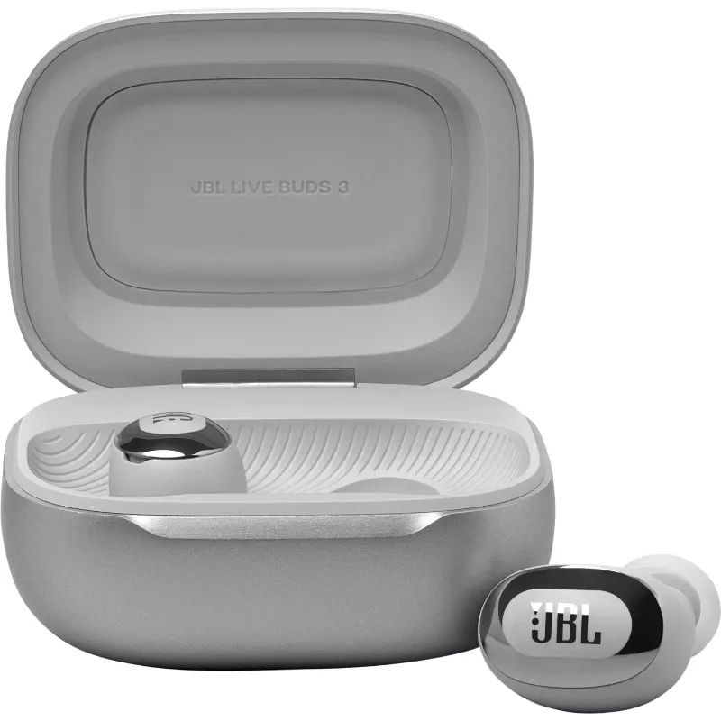 JBL Live Buds 3 belaidės ausinės, sidabrinės