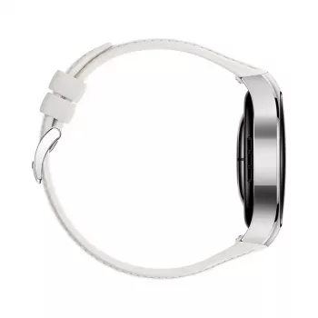 Išmanusis laikrodis HUAWEI WATCH 5 — smėlio spalvos korpusas su balta juosta, 42 mm apvalus nerūdijančio plieno korpusas, 1,38 colio AMOLED, GPS, Bluetooth, 540 mAh baterija