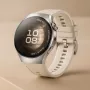 Išmanusis laikrodis HUAWEI WATCH 5 — smėlio spalvos korpusas su balta juosta, 42 mm apvalus nerūdijančio plieno korpusas, 1,38 colio AMOLED, GPS, Bluetooth, 540 mAh baterija
