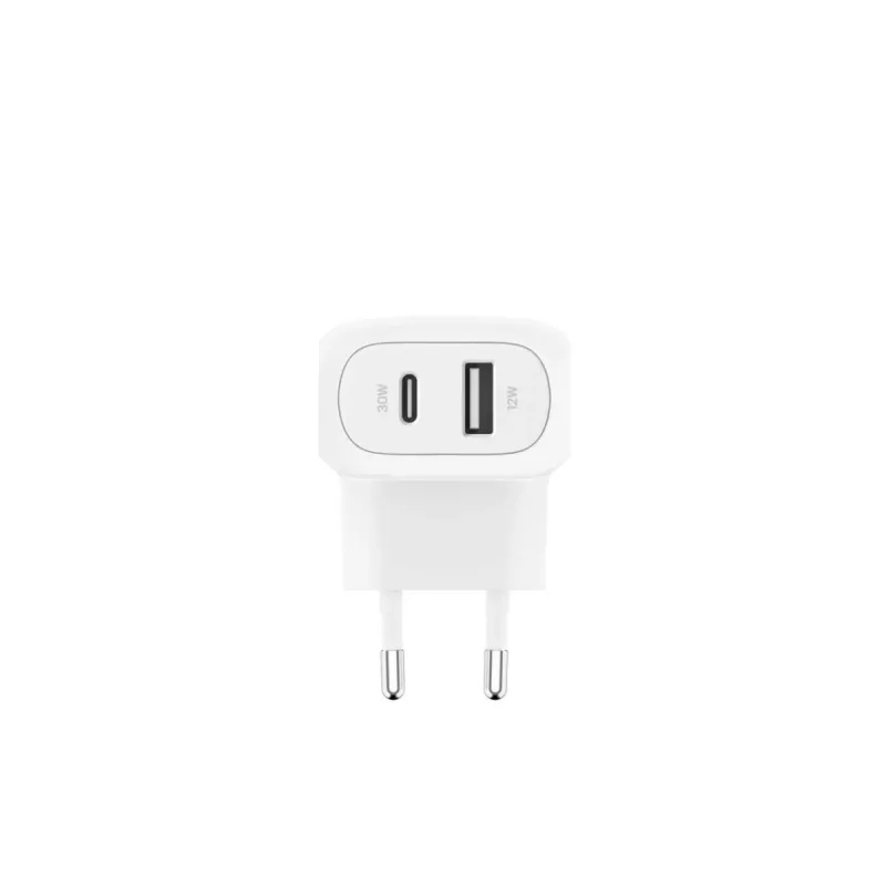 BELKIN BoostCharge 42W-30W USB-C + 12W Dvigubas sieninis įkroviklis Baltas