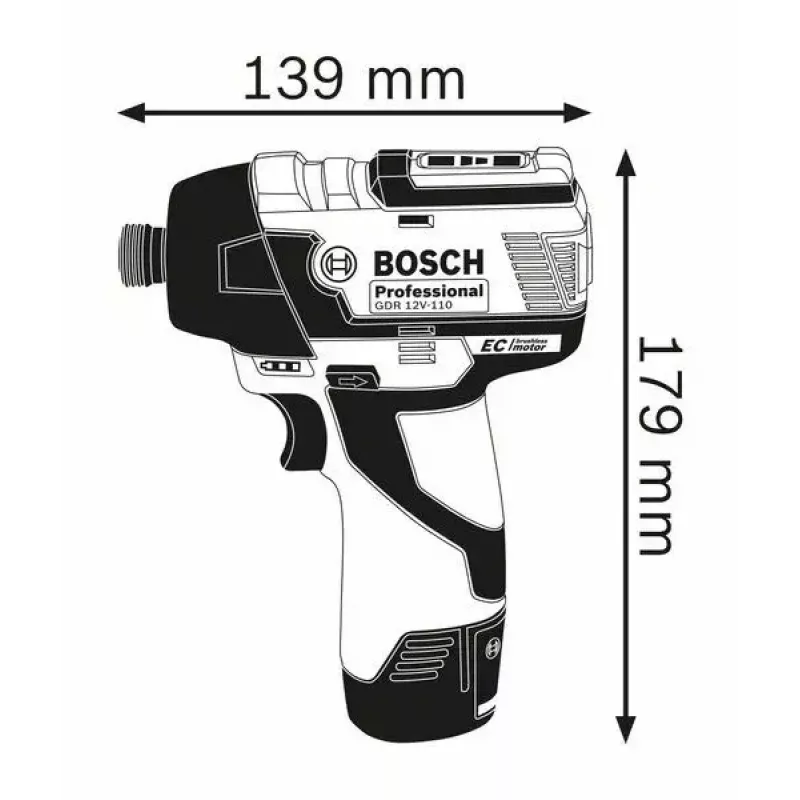 Bosch 0 601 9E0 005 veržliaraktis 1/4 colio 3100 RPM 110 N·m Juodas, Mėlynas 12 V