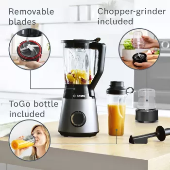 Stalo blenderis Bosch Serie 4 MMB6177S 1,5 L 1200 W juodas, sidabrinis
