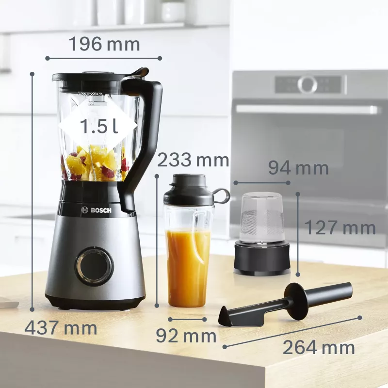Stalo blenderis Bosch Serie 4 MMB6177S 1,5 L 1200 W juodas, sidabrinis