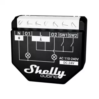 Išmanusis jungiklis Shelly WAVE 2PM Black (Shelly) – belaidis Z-Wave, 16 A, 110–240 V, 868.4 MHz