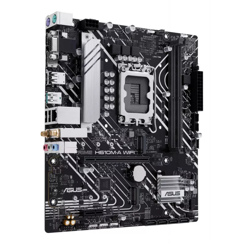 ASUS PRIME H610M-A WIFI motininė plokštė, Intel H610, LGA 1700, micro ATX, DDR5, 2x DIMM, Wi-Fi 5, Bluetooth, Gigabit LAN, 7.1 HD garsas