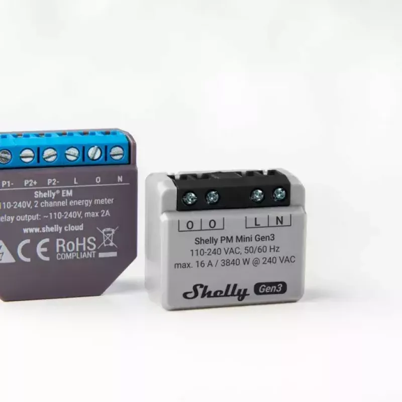 Shelly PM Mini Gen3 išmanusis jungiklis su energijos matavimu 110-240V 1.2W