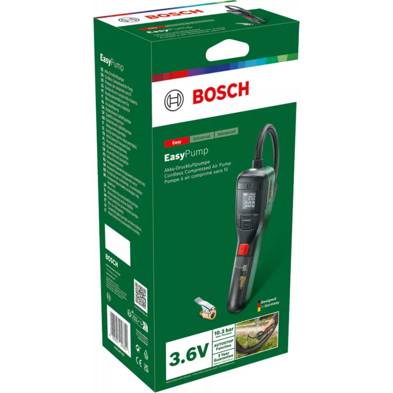 Bosch 0.603.947.000 nešiojamas elektrinis siurblys, 10 bar, 3000 mAh, USB-C