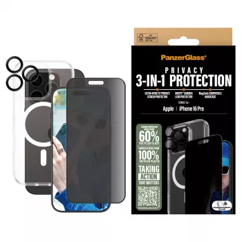 PanzerGlass 3 viename privatumo apsaugos rinkinys iPhone '24 6,3 colio Pro