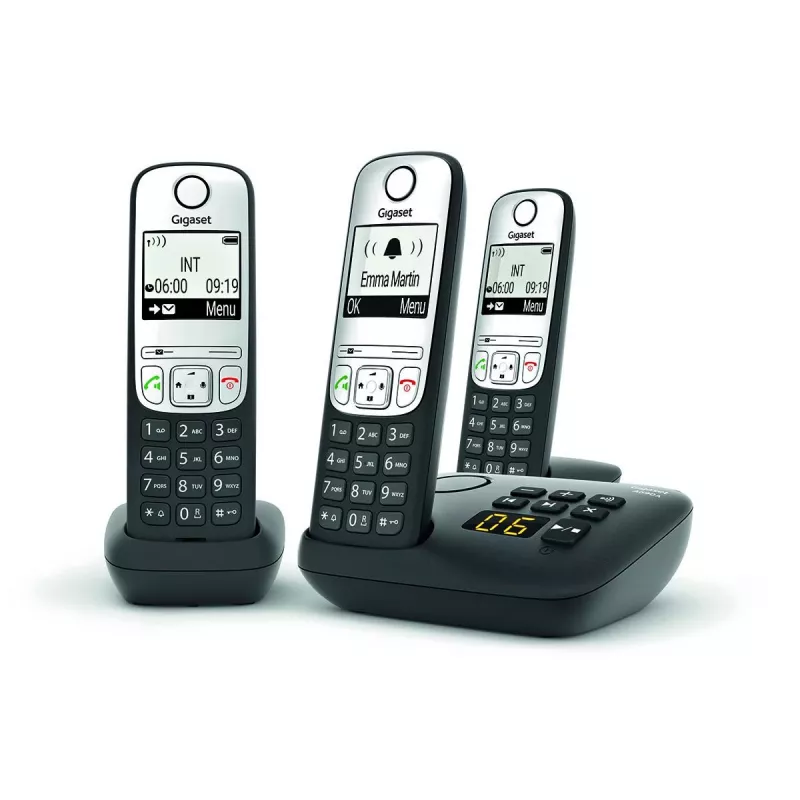 Gigaset A690A Trio belaidis analoginis/DECT telefonas su 3 rageliais, juodas