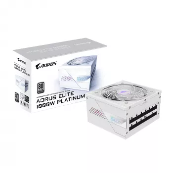 Maitinimo blokas GIGABYTE AORUS ELITE P1000W ATX 3.1 1000W 80 PLUS Platinum visiškai modulinis baltas, 6x (6+2) PCIe, 8 SATA