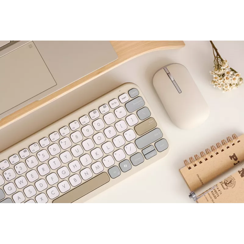 ASUS Marshmallow KW100 belaidė Bluetooth klaviatūra QWERTZ smėlio, pilkos, baltos spalvos
