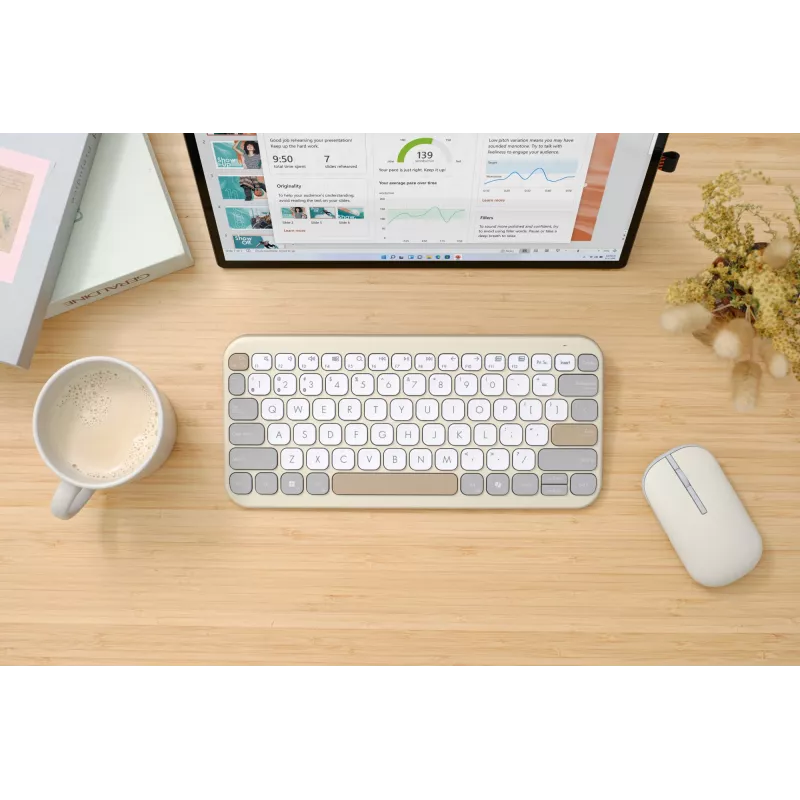 ASUS Marshmallow KW100 belaidė Bluetooth klaviatūra QWERTZ smėlio, pilkos, baltos spalvos